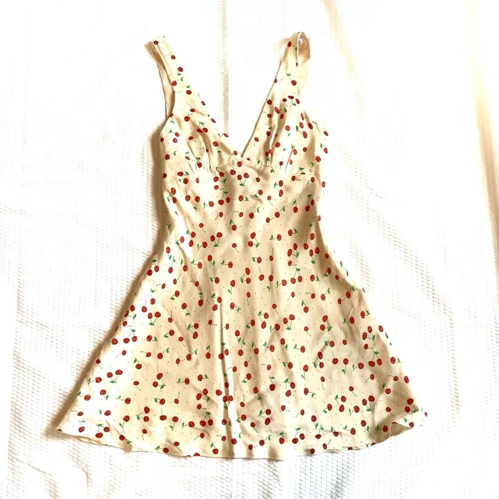 Zara Ivory Cherry Print Mini Dress